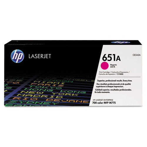 HP 651A, (CE343A) Magenta Original LaserJet Toner Cartridge-(HEWCE343A)