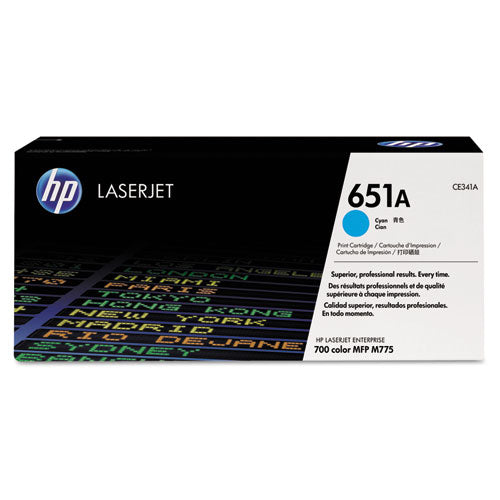 HP 651A, (CE341A) Cyan Original LaserJet Toner Cartridge-(HEWCE341A)