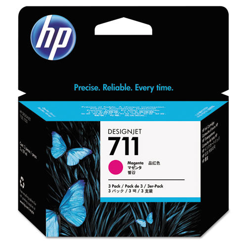 HP 711, (CZ135A) 3-Pack Magenta Original Ink Cartridges-(HEWCZ135A)