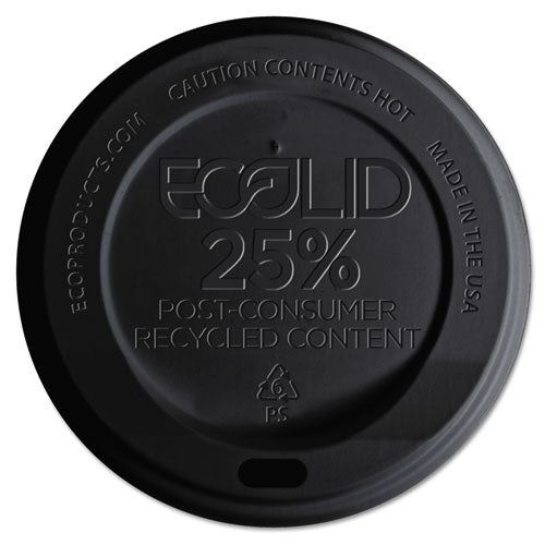 EcoLid 25% Recycled Content Hot Cup Lid, Black, Fits 10 oz to 20 oz Cups, 100/Pack, 10 Packs/Carton-(ECOEPHL16BR)