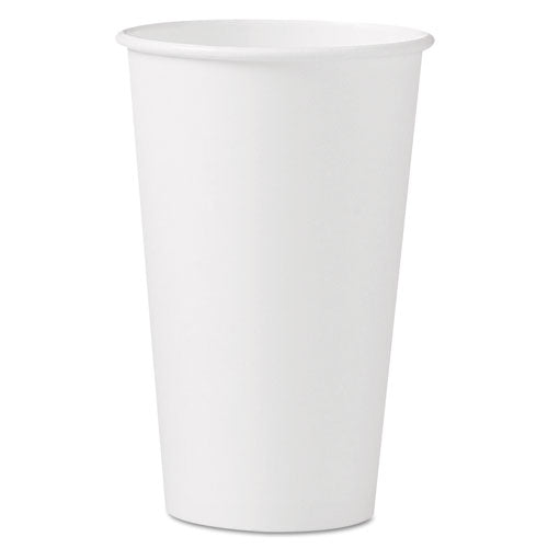 Single-Sided Poly Paper Hot  Cups, 16 oz, White, 50 Sleeve, 20 Sleeves/Carton-(SCC316W)