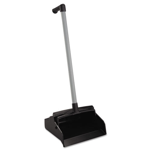 LobbyMaster Plastic Lobby Dustpan, 12w x 32h, Plastic, Black Pan/White Handle, 6/Carton-(IMP2602)