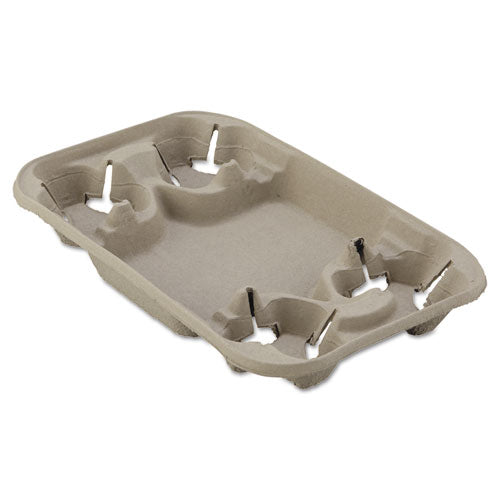 StrongHolder Molded Fiber Cup/Food Tray, 8 oz to 22 oz, Four Cups, Beige, 250/Carton-(HUH20969CT)