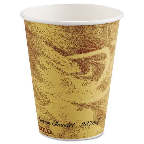 Mistique Polycoated Hot Paper Cups, 8 oz, Printed, Brown, 50/ Sleeve, 20 Sleeves/Carton-(SCC378MS)