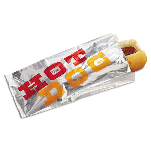 Foil Single-Serve Bags, 3.5" x 8.5", Silver/"Hot Dog" Design, 1,000/Carton-(BGC300455)