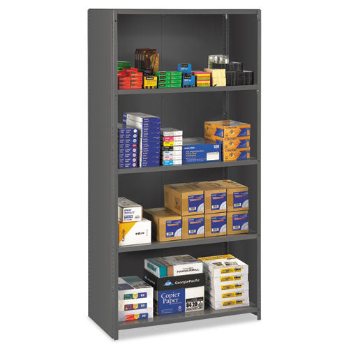 Closed Commercial Steel Shelving, Five-Shelf, 36w x 24d x 75h, Medium Gray-(TNNESPC2436MGY)