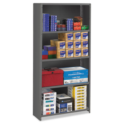 Closed Commercial Steel Shelving, Five-Shelf, 36w x 12d x 75h, Medium Gray-(TNNESPC1236MGY)