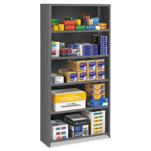 Closed Commercial Steel Shelving, Six-Shelf, 36w x 12d x 75h, Medium Gray-(TNNESPC61236MGY)