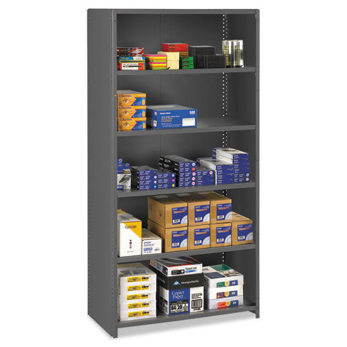 Closed Commercial Steel Shelving, Six-Shelf, 36w x 18d x 75h, Medium Gray-(TNNESPC61836MGY)