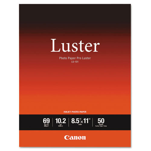 PRO Luster Inkjet Photo Paper, 10.2 mil, 8.5 x 11, Luster White, 50/Pack-(CNM6211B004)