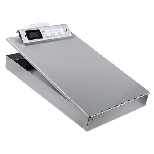 Redi-Rite Aluminum Storage Clipboard with Calculator, 1" Clip Capacity, Holds 8.5 x 11 Sheets, Silver-(SAU11025)