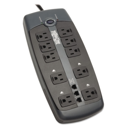 Protect It! Surge Protector, 10 AC Outlets, 8 ft Cord, 2,395 J, Black-(TRPTLP1008TEL)