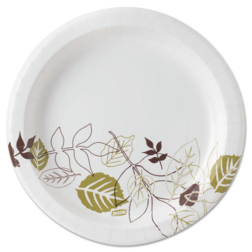 Pathways Soak-Proof Shield Mediumweight Paper Plates, 8.5" dia, Green/Burgundy, 1,000/Carton-(DXEUX9PATH)