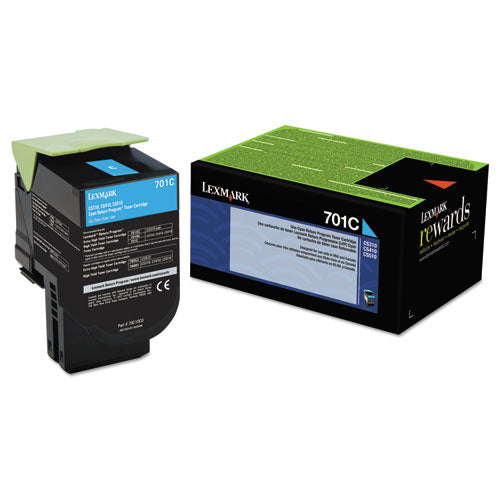 70C10C0 Return Program Toner, 1,000 Page-Yield, Cyan-(LEX70C10C0)