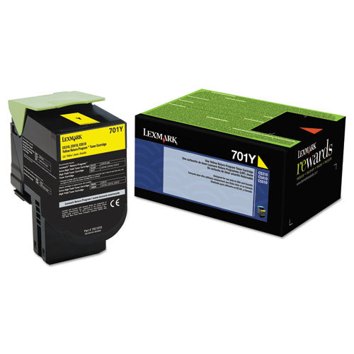 70C10Y0 Return Program Toner, 1,000 Page-Yield, Yellow-(LEX70C10Y0)