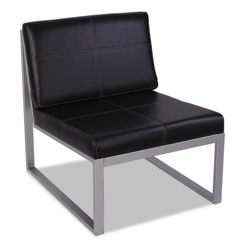 Alera Ispara Series Armless Chair, 26.57" x 30.71" x 31.1", Black Seat, Black Back, Silver Base-(ALERL8319CS)