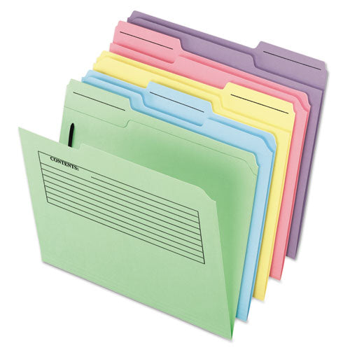 Printed Notes Fastener Folder, 1 Fastener, Letter Size, Assorted Colors, 30/Pack-(PFX45270)