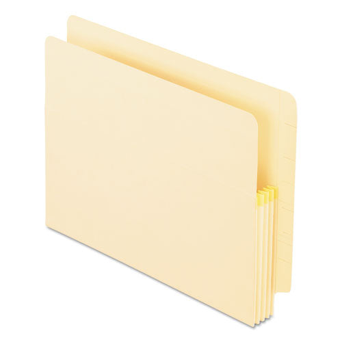 Manila Drop Front Shelf File Pockets with Rip-Proof-Tape Gusset Top, 3.5" Expansion, Letter Size, Manila, 25/Box-(PFX12812)