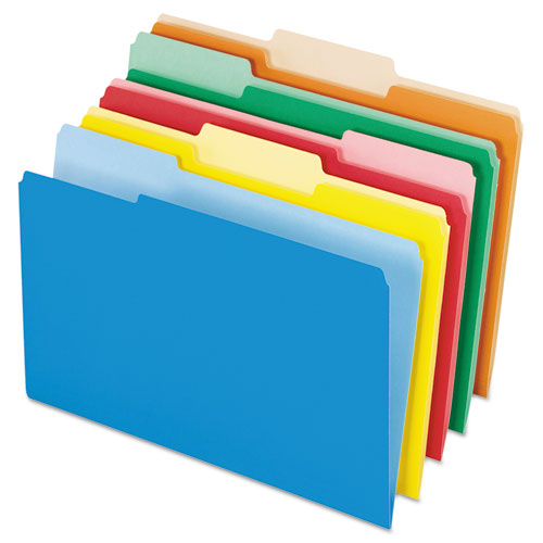 Interior File Folders, 1/3-Cut Tabs: Assorted, Legal Size, Assorted Colors, 100/Box-(PFX435013ASST)