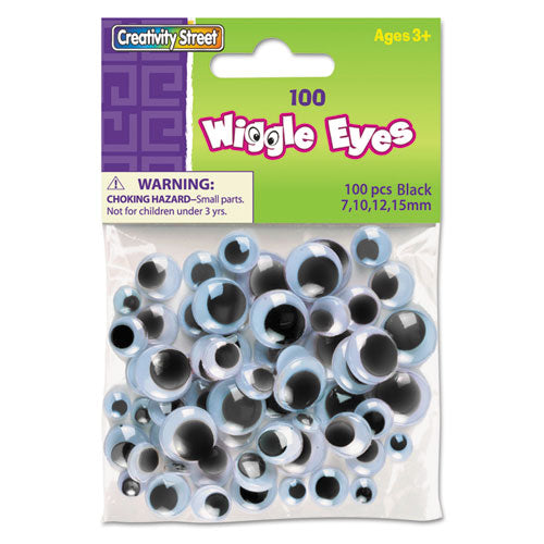 Wiggle Eyes Assortment, Assorted Sizes, Black, 100/Pack-(CKC344602)