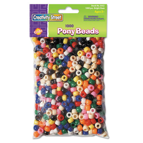 Pony Beads, Plastic, 6 mm x 9 mm, Assorted Primary Colors, 1,000/Set-(CKC3552)