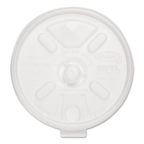 Lift n Lock Plastic Hot Cup Lids, With Straw Slot, Fits 10 oz to 14 oz Cups, Translucent, 100/Sleeve, 10 Sleeves/Carton-(DCC12FTLS)