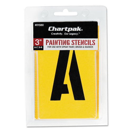 Professionial Lettering Stencils, Painting Stencil Set, A-Z Set/0-9, 3", Manila, 35/Set-(CHA01560)