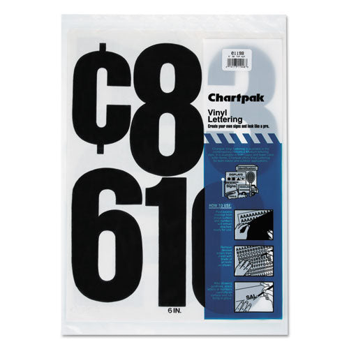 Press-On Vinyl Numbers, Self Adhesive, Black, 6"h, 21/Pack-(CHA01198)