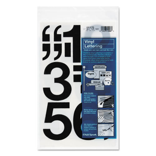 Press-On Vinyl Numbers, Self Adhesive, Black, 3"h, 10/Pack-(CHA01170)