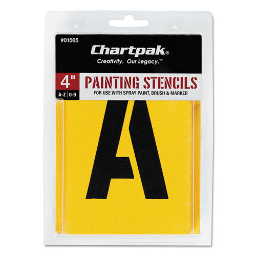 Professional Lettering Stencils, Painting Stencil Set, A-Z Set/0-9, 4", Manila, 35/Set-(CHA01565)