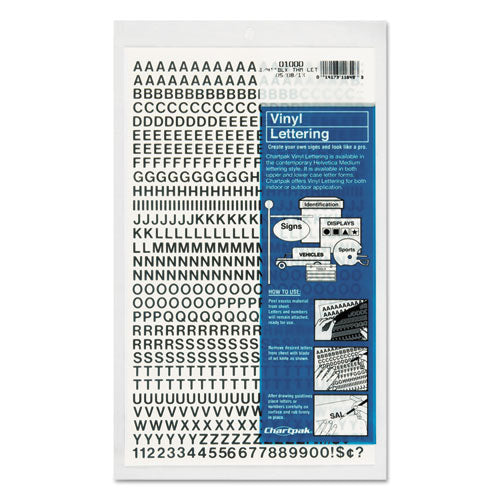 Press-On Vinyl Letters and Numbers, Self Adhesive, Black, 0.25"h, 610/Pack-(CHA01000)