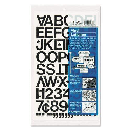 Press-On Vinyl Letters and Numbers, Self Adhesive, Black, 1"h, 88/Pack-(CHA01030)