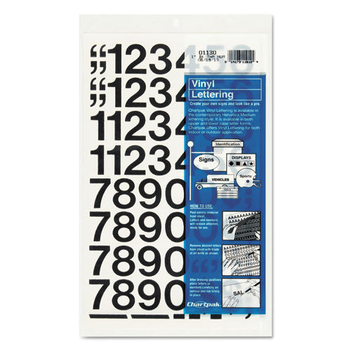 Press-On Vinyl Numbers, Self Adhesive, Black, 1"h, 44/Pack-(CHA01130)