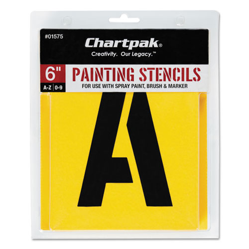 Professional Lettering Stencils, Painting Stencil Set, A-Z Set/0-9, 6", Manila, 35/Set-(CHA01575)