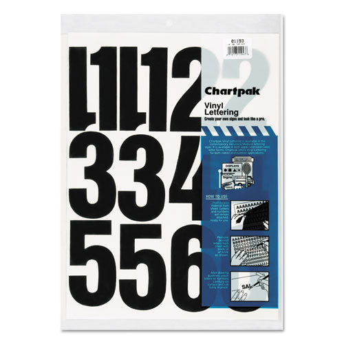 Press-On Vinyl Numbers, Self Adhesive, Black, 4"h, 23/Pack-(CHA01193)