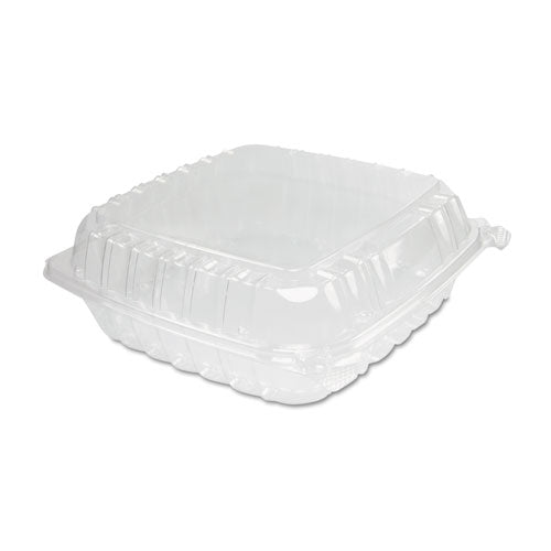 ClearSeal Hinged-Lid Plastic Containers, 9.3 x 8.8 x 3, Clear, Plastic, 100/Bag, 2 Bags/Carton-(DCCC95PST1)