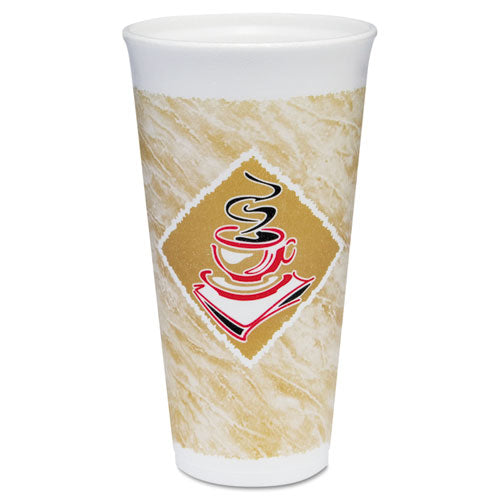 Cafe G Foam Hot/Cold Cups, 20 oz, Brown/Red/White, 500/Carton-(DCC20X16G)