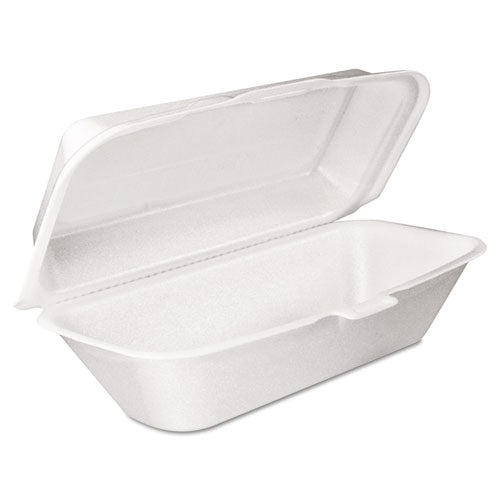 Foam Hinged Lid Container, Hoagie Container with Removable Lid, 5.3 x 9.8 x 3.3, White, 125/Bag, 4 Bags/Carton-(DCC99HT1R)