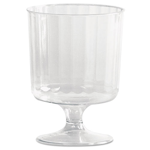 Classic Crystal Plastic Wine Glasses on Pedestals, 5 oz, Clear, Fluted, 10/Pack, 24 Packs/Carton-(WNACCW5240)