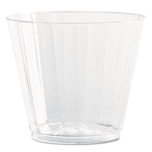 Classic Crystal Plastic Tumblers, 9 oz, Clear, Fluted, Squat, 20/Pack, 12 Packs/Carton-(WNACC9240)