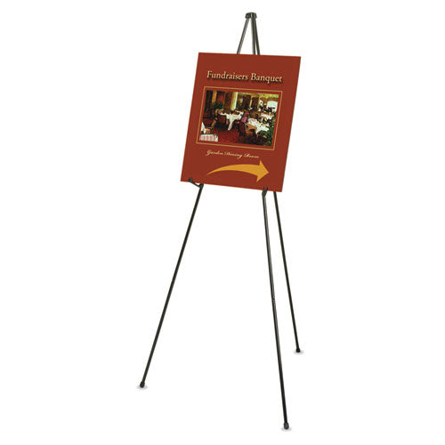 Heavy-Duty Adjustable Instant Easel Stand, 25" to 63" High, Steel, Black-(QRT27E)