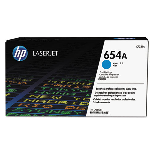 HP 654A, (CF331A) Cyan Original LaserJet Toner Cartridge-(HEWCF331A)