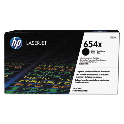 HP 654X, (CF330X) High-Yield Black Original LaserJet Toner Cartridge-(HEWCF330X)