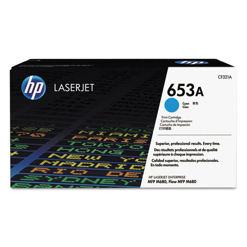 HP 653A, (CF321A) Cyan Original LaserJet Toner Cartridge-(HEWCF321A)