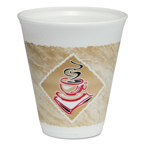 Cafe G Foam Hot/Cold Cups, 12 oz, Brown/Red/White, 20/Pack-(DCC12X16GPK)