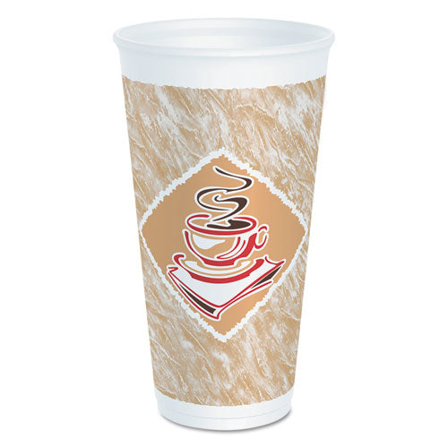 Cafe G Foam Hot/Cold Cups, 20 oz, Brown/Red/White, 20/Pack-(DCC20X16GPK)