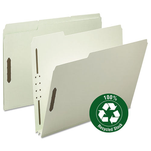 Recycled Pressboard Fastener Folders, 2" Expansion, 2 Fasteners, Letter Size, Gray-Green Exterior, 25/Box-(SMD15004)