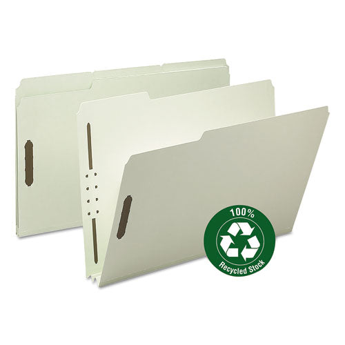 Recycled Pressboard Fastener Folders, 2" Expansion, 2 Fasteners, Legal Size, Gray-Green Exterior, 25/Box-(SMD20004)