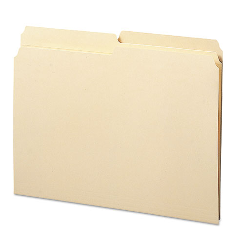 Reinforced Tab Manila File Folders, 1/2-Cut Tabs: Assorted, Letter Size, 0.75" Expansion, 11-pt Manila, 100/Box-(SMD10326)