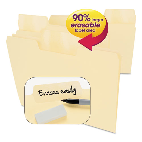 Erasable SuperTab File Folders, 1/3-Cut Tabs: Assorted, Letter Size, 0.75" Expansion, Manila, 24/Pack-(SMD10380)